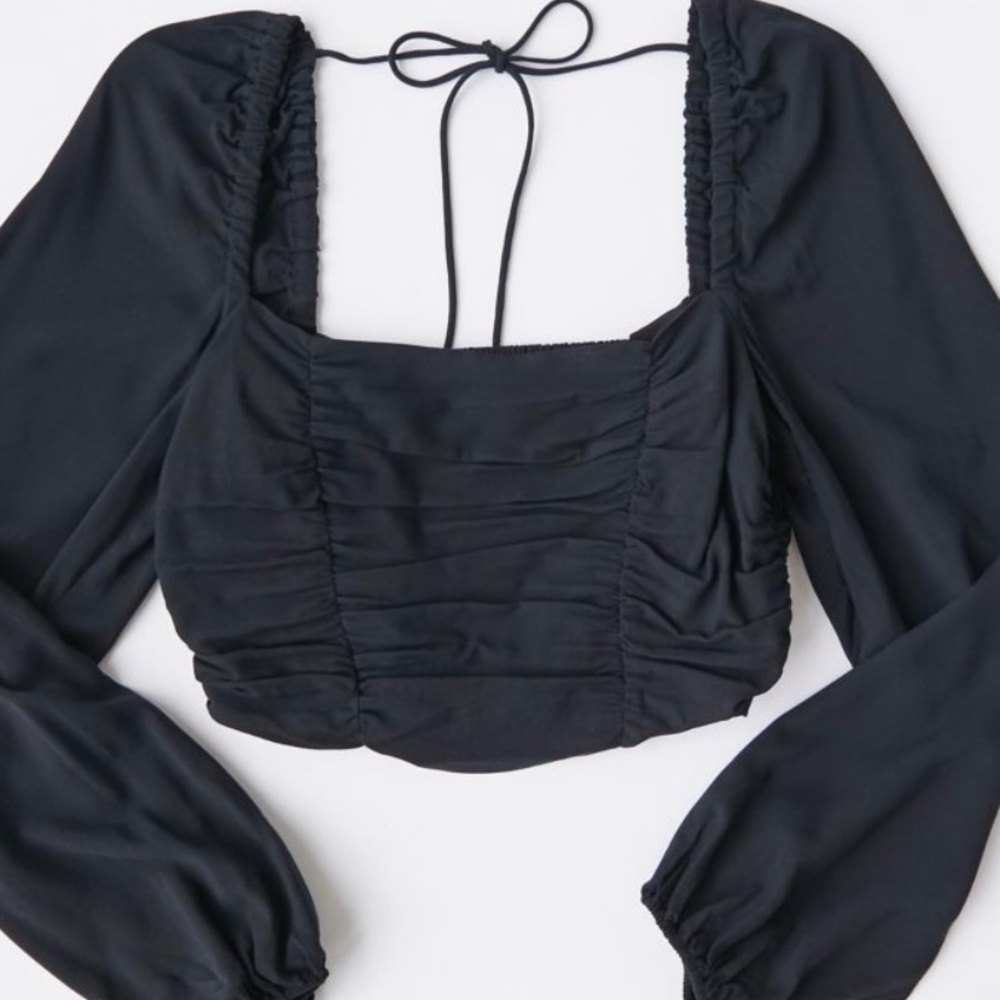 Black UO Bambi Ruched Blouse